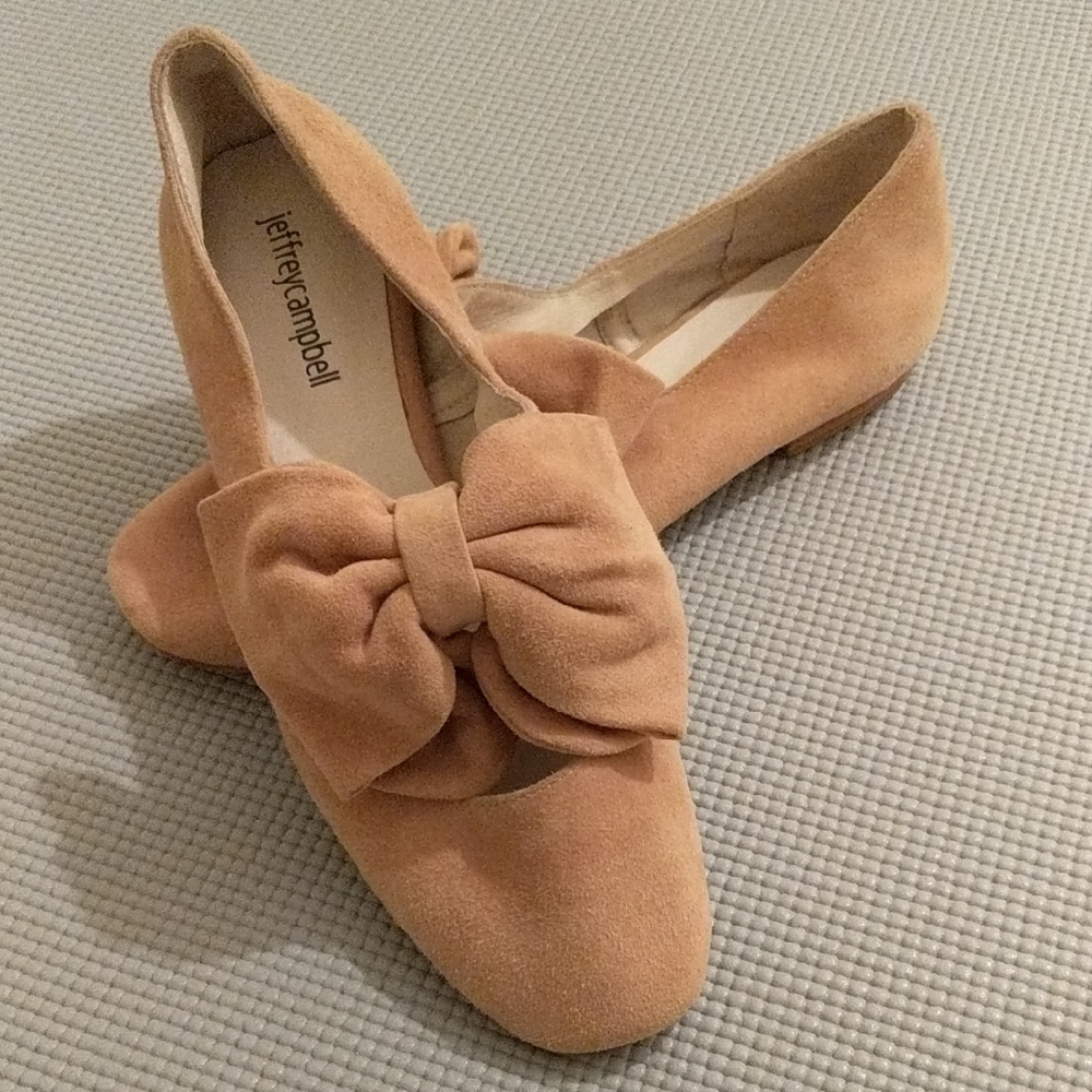 Jeffrey Campbell Pink Suede Bow Loafers